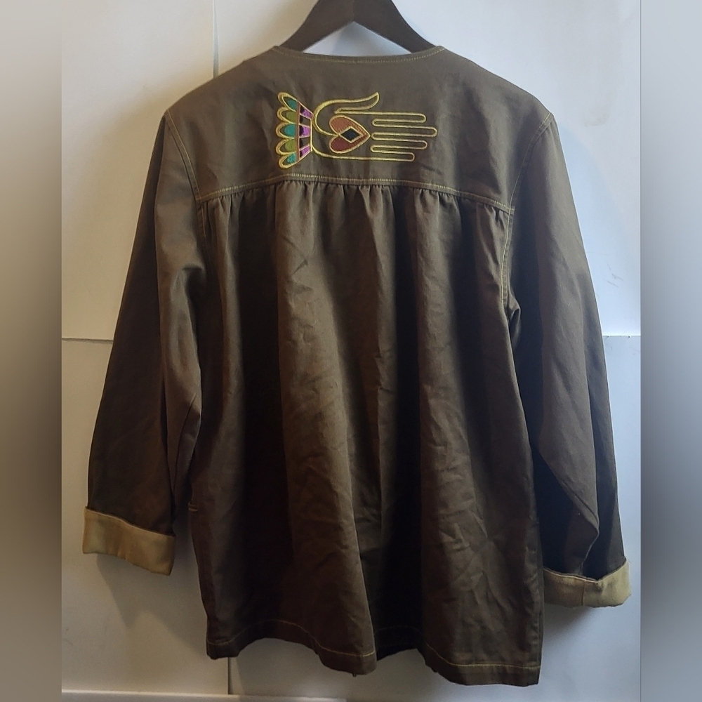 Bob‎ Mackie,Plus Size Wearable Art Shacket, Bohemian Designs  Buttons, Size Lg - Picture 11 of 11